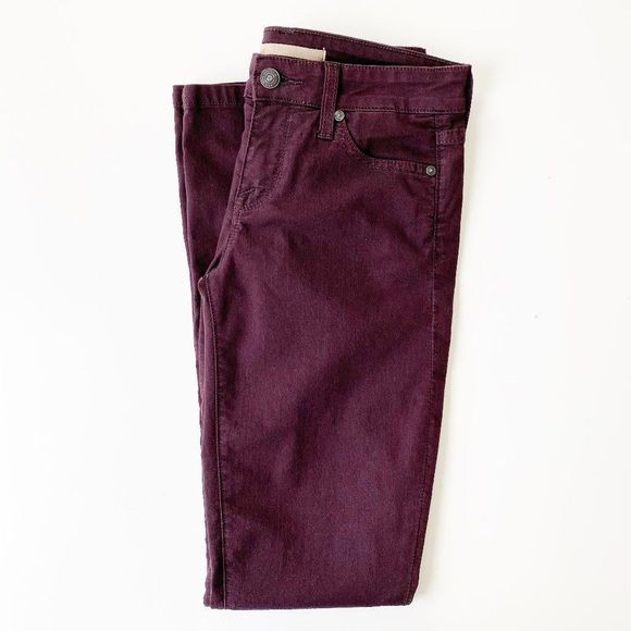 Vince Calgary Skinny Jean Mid Rise Ankle Zip Claret Burgundy Red 25 - Picture 10 of 10
